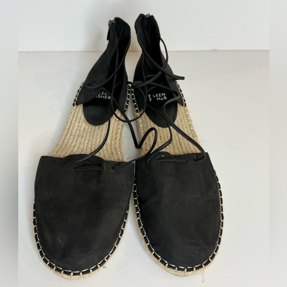 Eileen Fisher Black Espadrille Flats - Picture 3 of 9